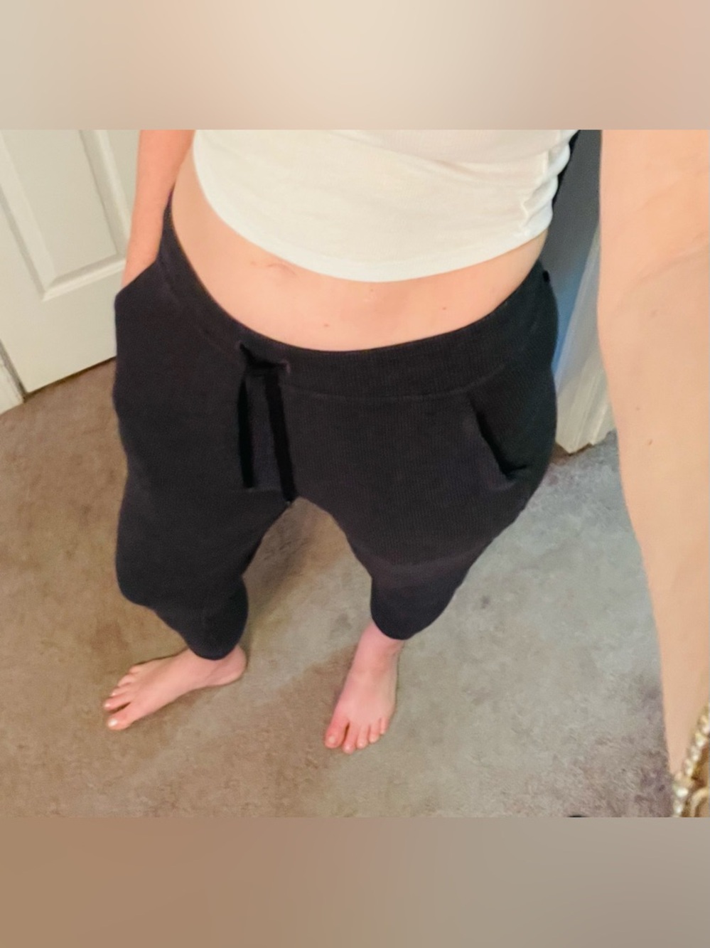 lululemon athletica Black Ribbed Track Joggers with Drawstring